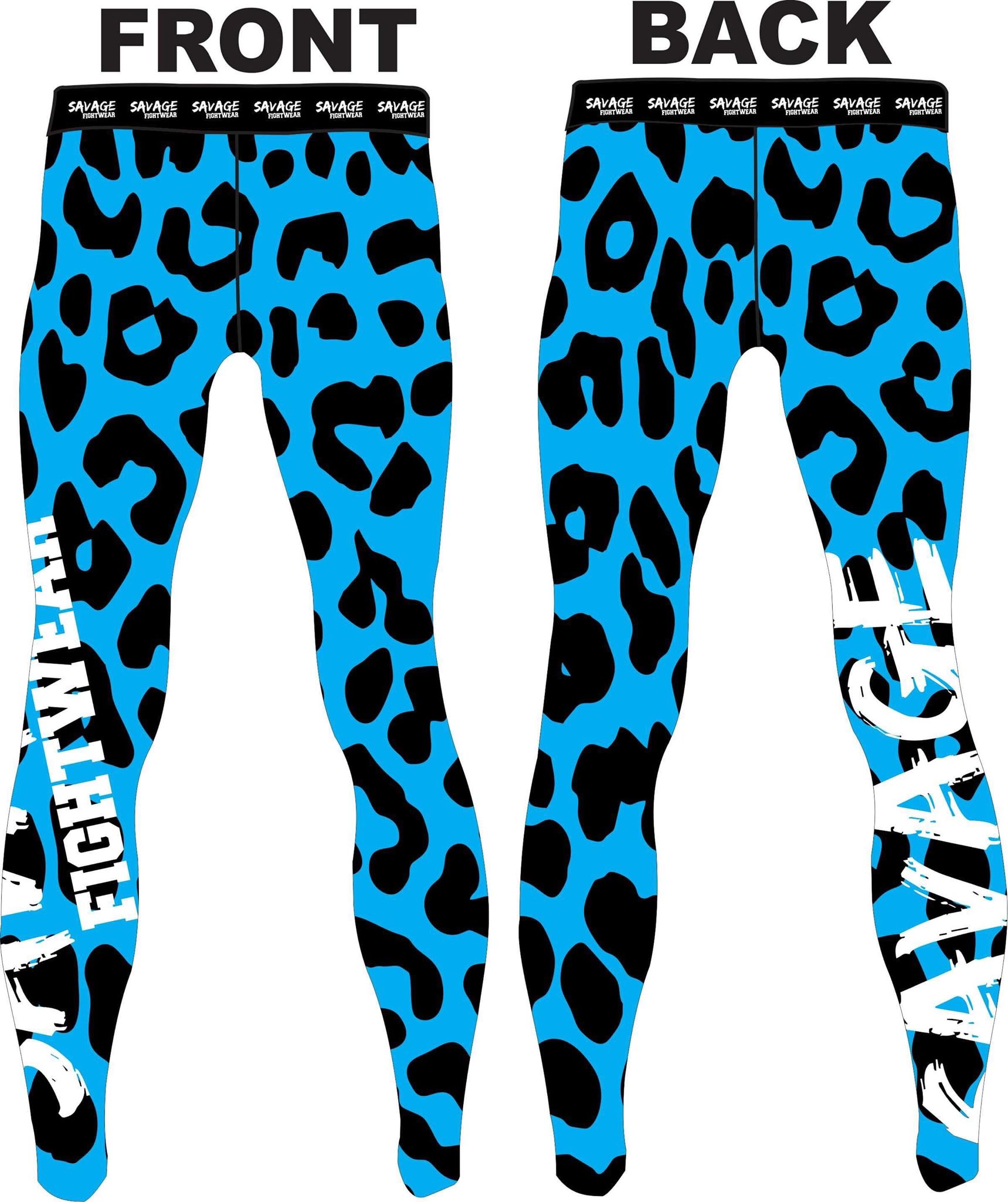 Blue Leopard Print Spats Presale items Shipping To  Start December 5th Savage Fightwear
