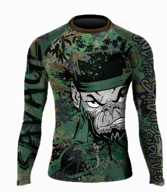 Camo Monkey Long Rash Guard And Shorts Package Presale items Shipping To  Start December 5th Savage Fightwear